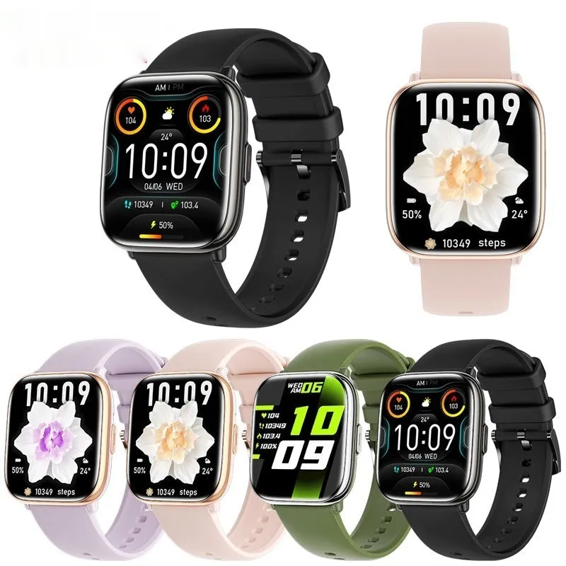 NFC Compass Smart Watch with Bluetooth Call AMOLED Screen in black, showing health monitoring features and touch buttons