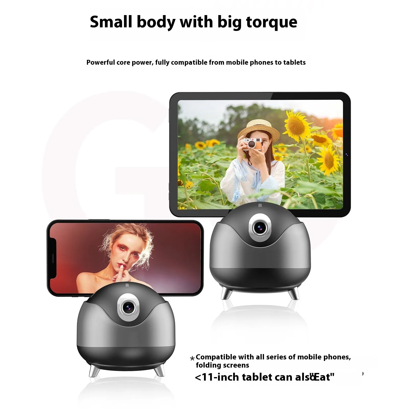 New Q8 dual-axis AI face recognition automatic smartphone tracking head stabilizer in ABS, featuring auto-tracking and dual-axis movement