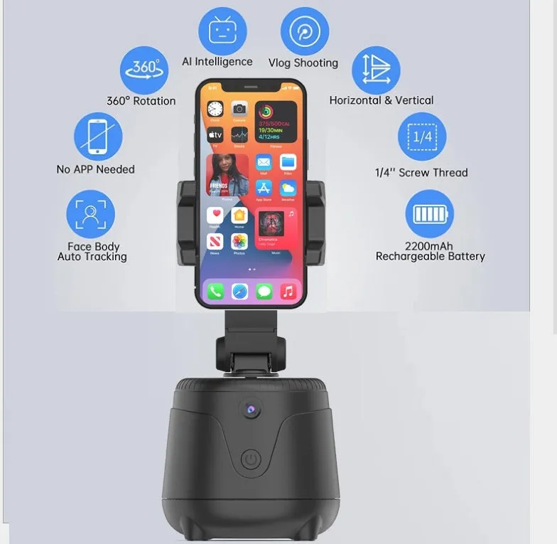 New Q8 dual-axis AI face recognition automatic smartphone tracking head stabilizer in ABS, featuring auto-tracking and dual-axis movement