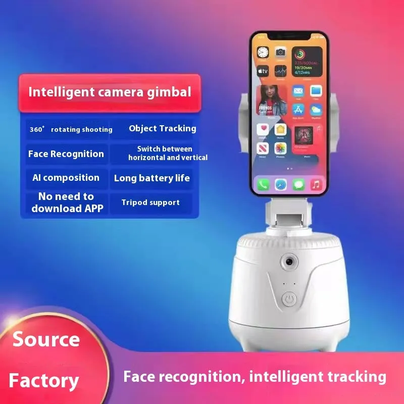 New Q8 dual-axis AI face recognition automatic smartphone tracking head stabilizer in ABS, featuring auto-tracking and dual-axis movement