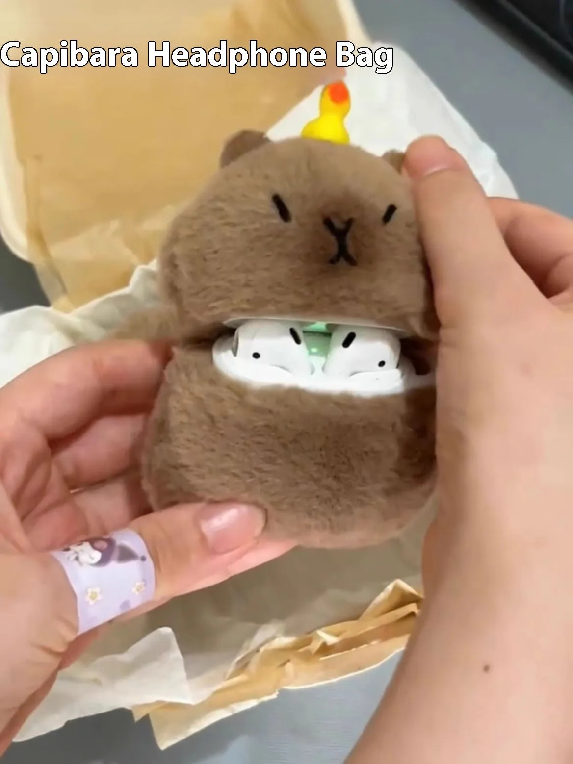 Capabala cute capybara earphone case for AirPods with Bodhi material and hanging accessory