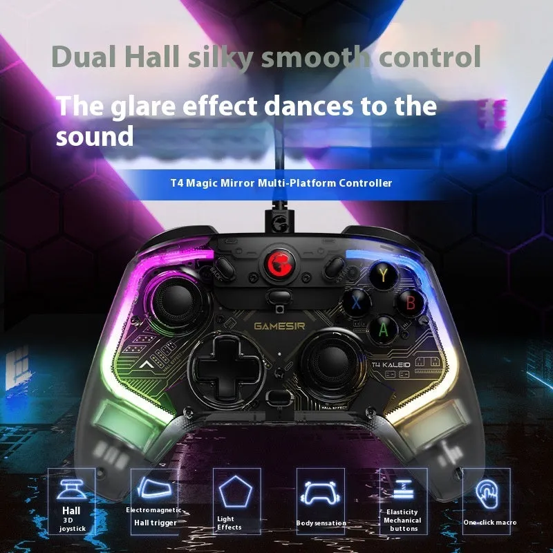 Black wired game handle with hall effect joystick and USB cable for Switch, PC, and TV
