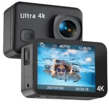 Sports Camera 4K HD Anti-shake plastic metal body 57x40x28mm with waterproof case Black Standard