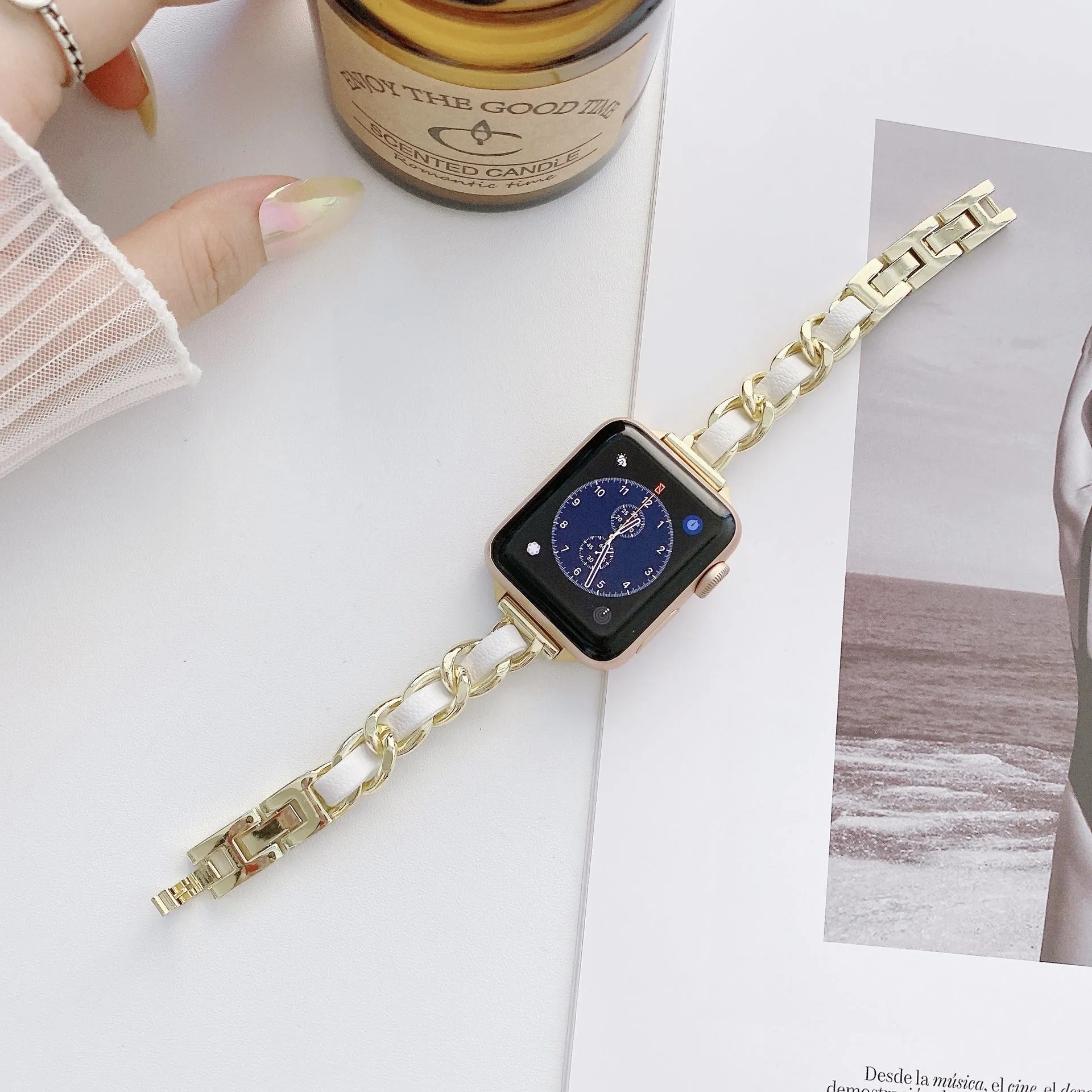 Metal watch strap classic starlight colour for Apple Watch 38/40/41mm and 42/44/45mm