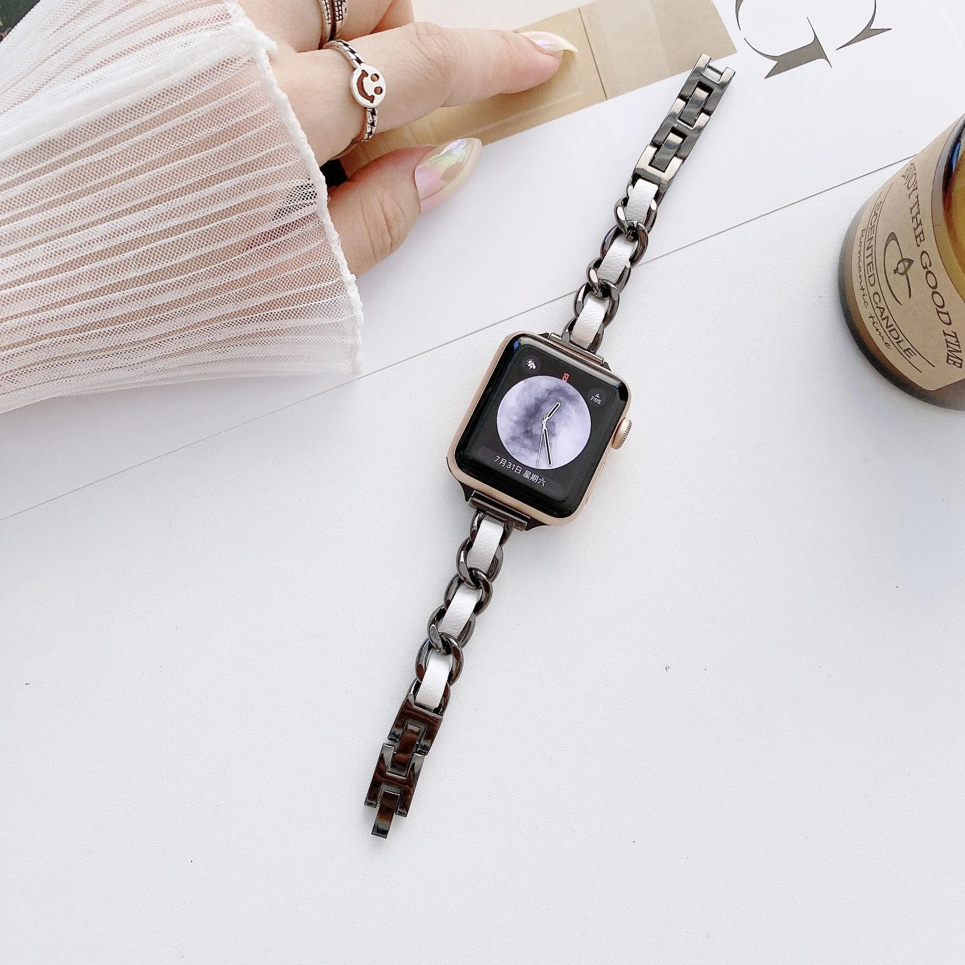 Metal watch strap classic starlight colour for Apple Watch 38/40/41mm and 42/44/45mm