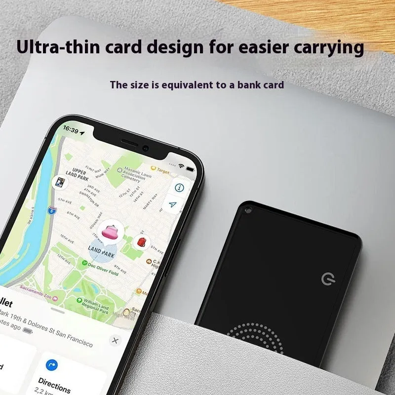Locator smart wallet anti-loss alarm device in black with slim ABS casing