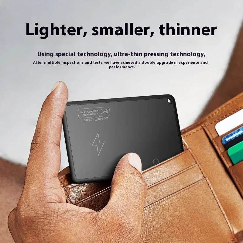 Locator smart wallet anti-loss alarm device in black with slim ABS casing