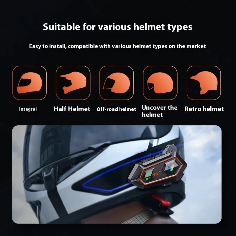 Black motorcycle helmet Bluetooth headset with touch buttons and microphone for riders