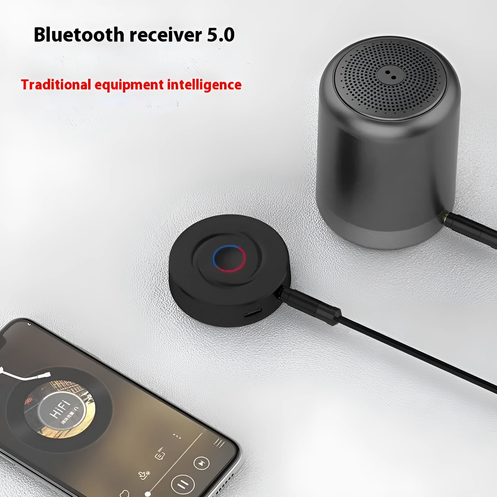 2 In 1 Bluetooth Receiver with AUX interface Bluetooth 5.0 15m range black