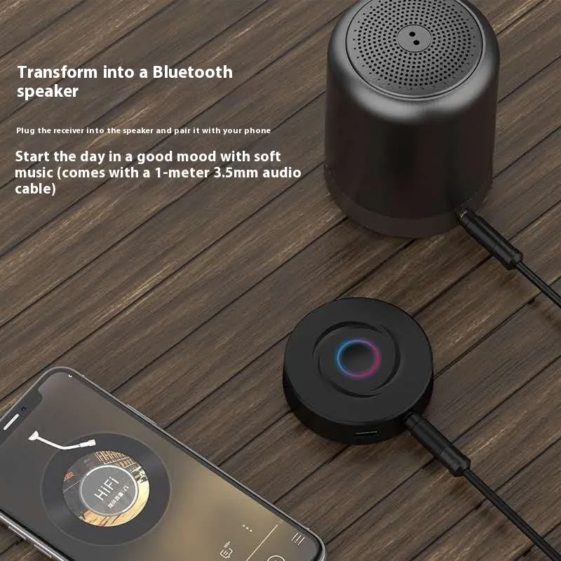2 In 1 Bluetooth Receiver with AUX interface Bluetooth 5.0 15m range black