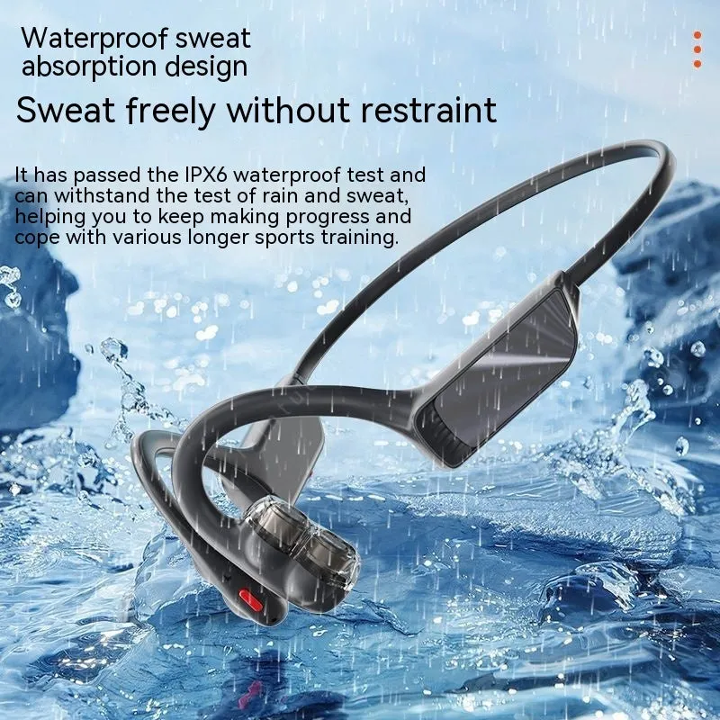 BH520 air conduction Bluetooth headset in black and gray with neckband design and ear hooks