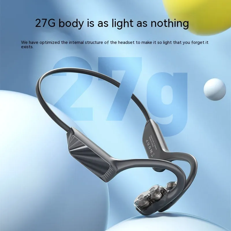 BH520 air conduction Bluetooth headset in black and gray with neckband design and ear hooks