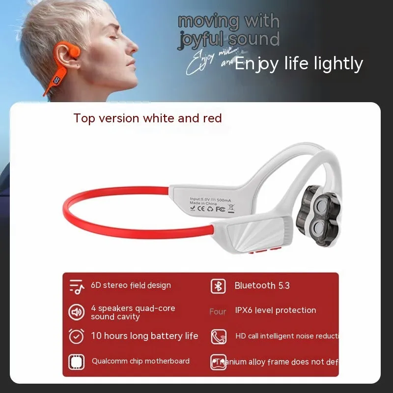 BH520 air conduction Bluetooth headset in black and gray with neckband design and ear hooks
