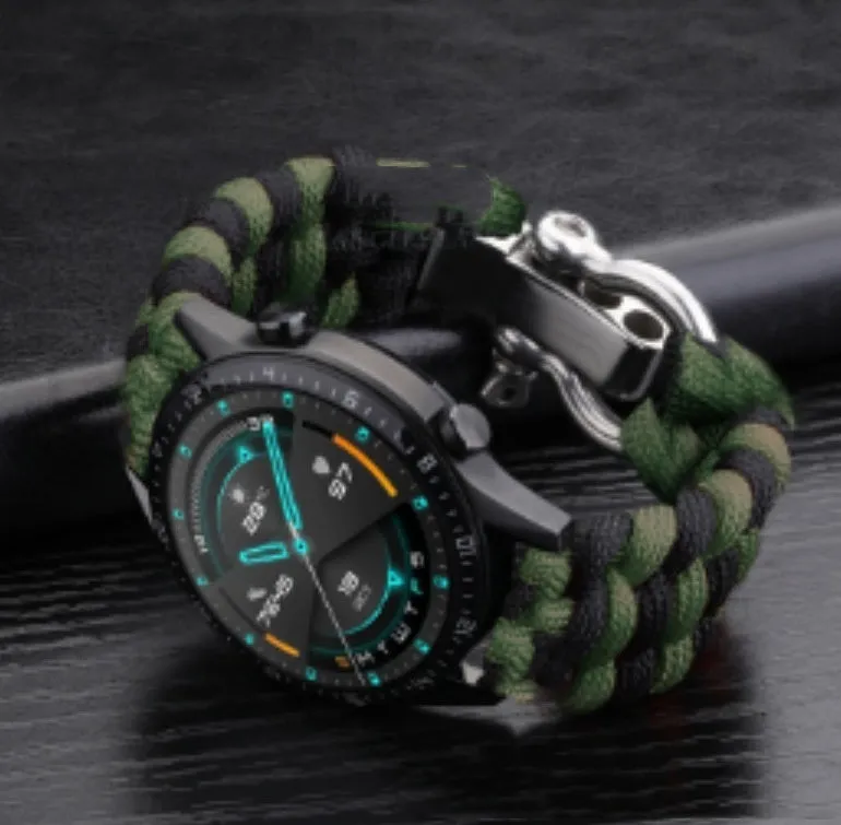 Nylon woven steel buckle strap for Apple Watch, black with connector, fits 38/40mm