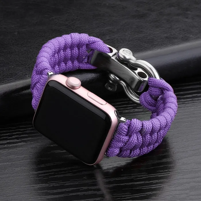 Nylon woven steel buckle strap for Apple Watch, black with connector, fits 38/40mm