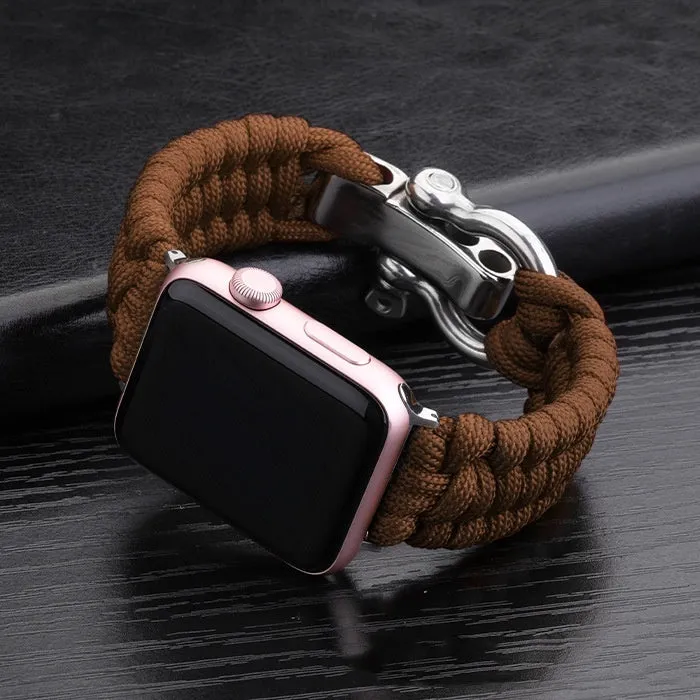 Nylon woven steel buckle strap for Apple Watch, black with connector, fits 38/40mm