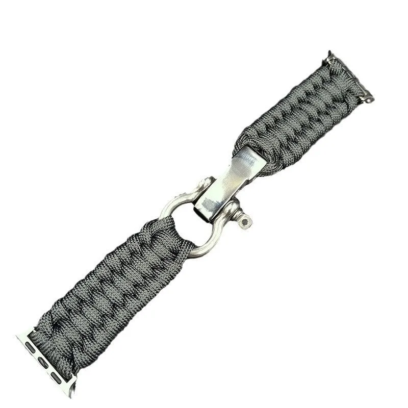 Nylon woven steel buckle strap for Apple Watch, black with connector, fits 38/40mm