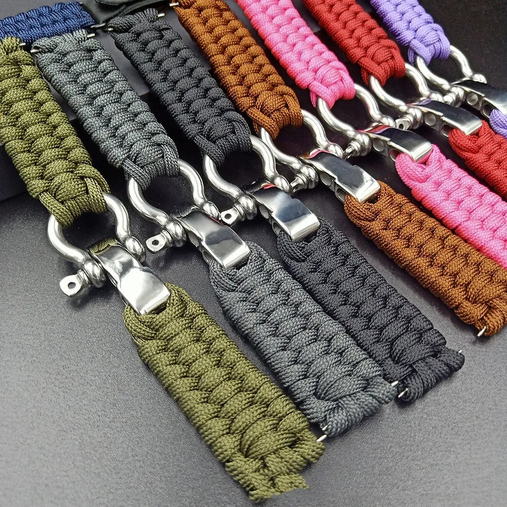 Nylon woven steel buckle strap for Apple Watch, black with connector, fits 38/40mm
