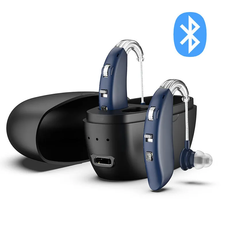 Digital hearing aid Type-C rechargeable in skin colour with Bluetooth – single unit on charger