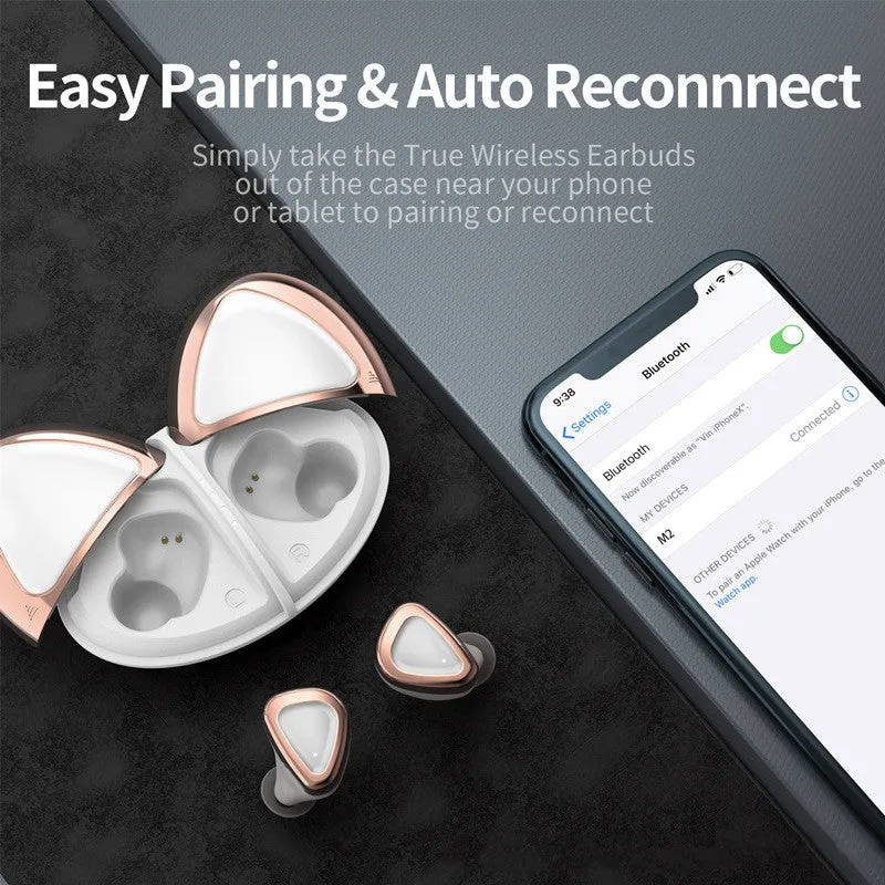 True wireless Bluetooth headset in Champagne White with breathing light, earplug style, PC ABS build