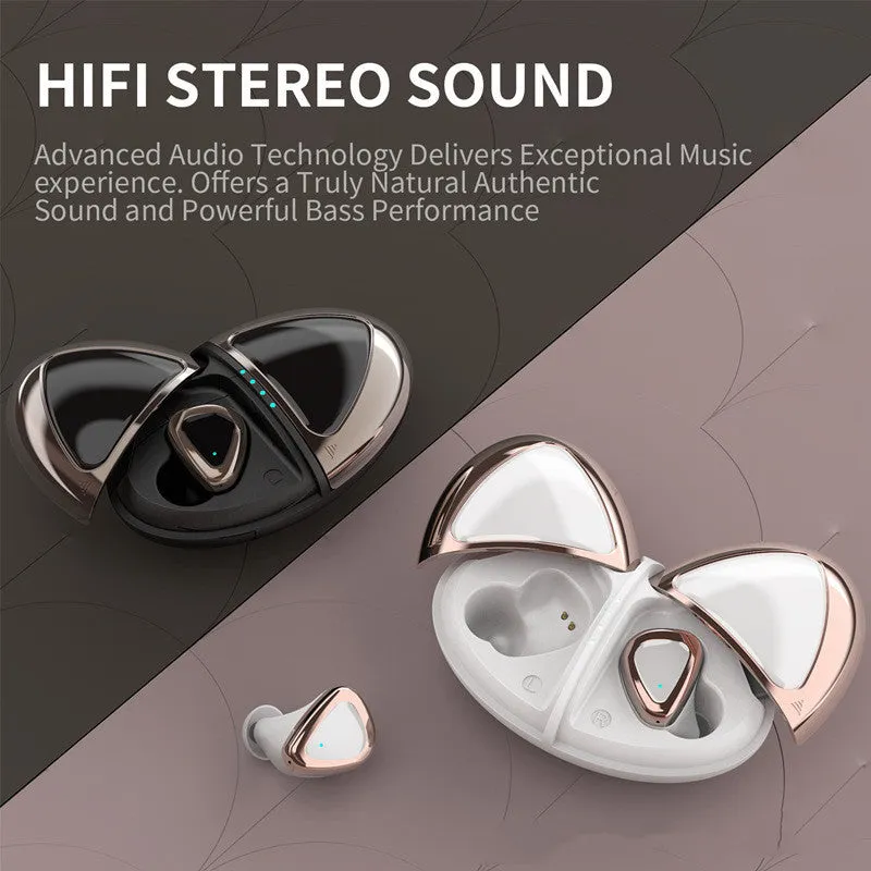 True wireless Bluetooth headset in Champagne White with breathing light, earplug style, PC ABS build