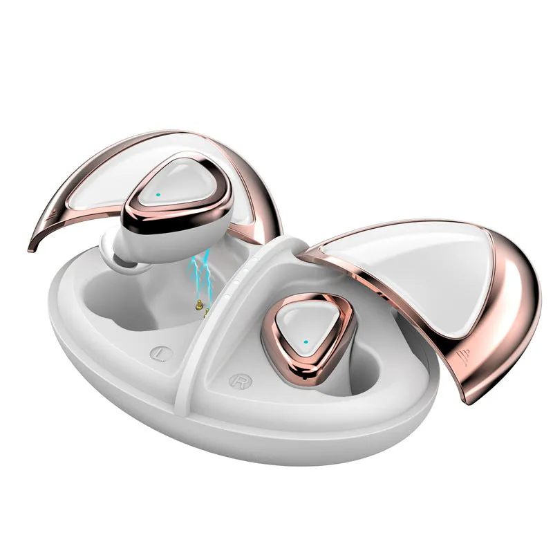 True wireless Bluetooth headset in Champagne White with breathing light, earplug style, PC ABS build