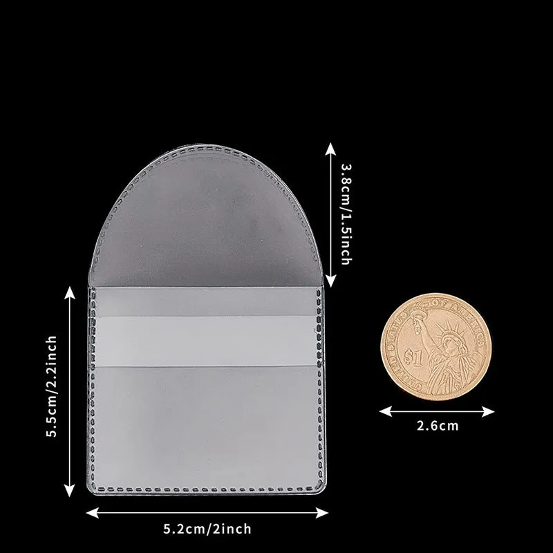 Transparent PVC soft coin pouch 5.2x5.5+3.8cm on white background