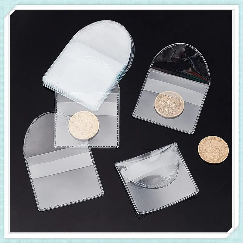 Transparent PVC soft coin pouch 5.2x5.5+3.8cm on white background
