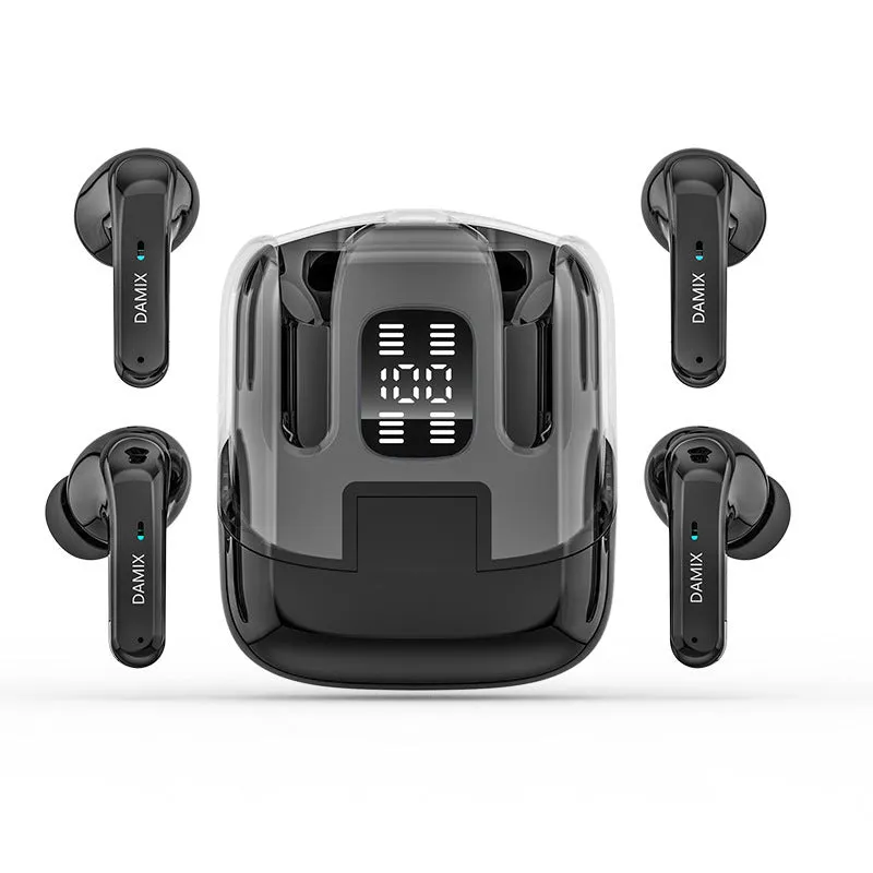 DX16 Couple Bluetooth Headset in black and white in-ear design with digital display screen