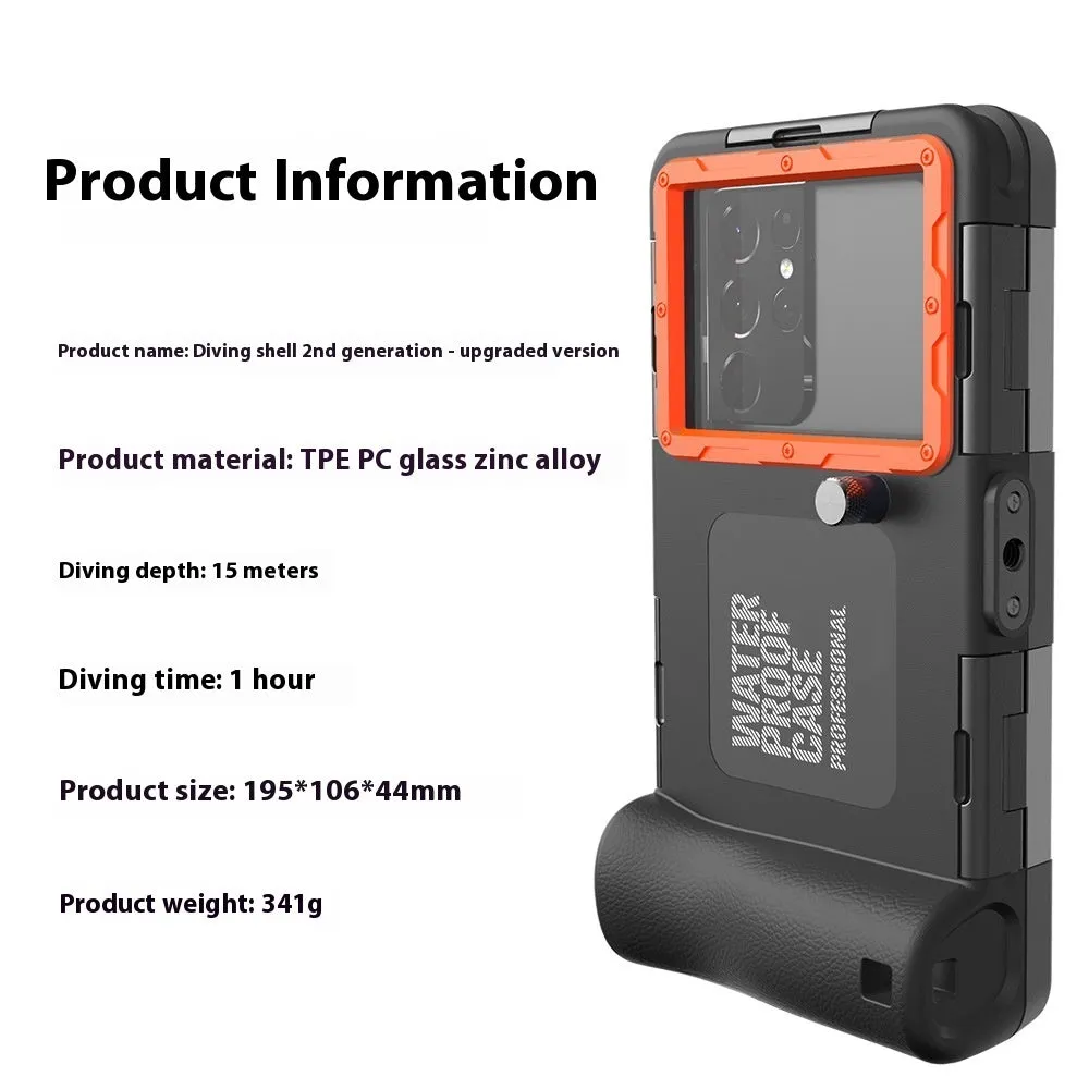 Simple Shooting Waterproof Universal Phone Case in Black Orange with Metal Frame and Lanyard