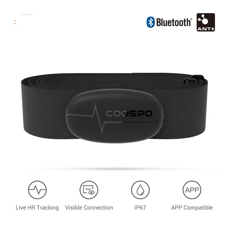 Heart rate monitor strap with dual mode chest sensor in BC107 black for sports training, PVC material