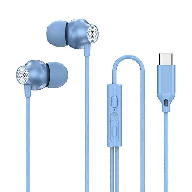 In-ear wired metal earphones with 3.5mm plug and microphone in black