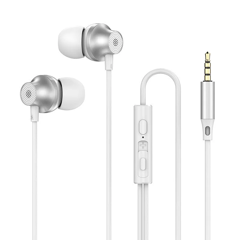 In-ear wired metal earphones with 3.5mm plug and microphone in black