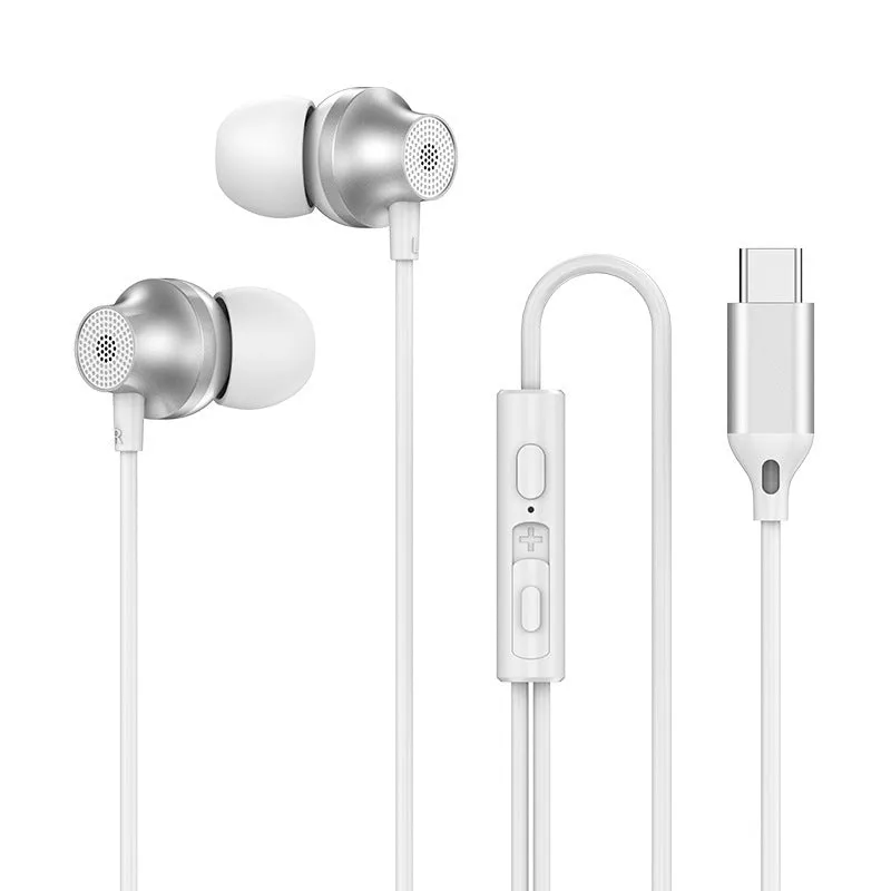 In-ear wired metal earphones with 3.5mm plug and microphone in black