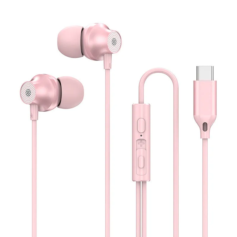 In-ear wired metal earphones with 3.5mm plug and microphone in black