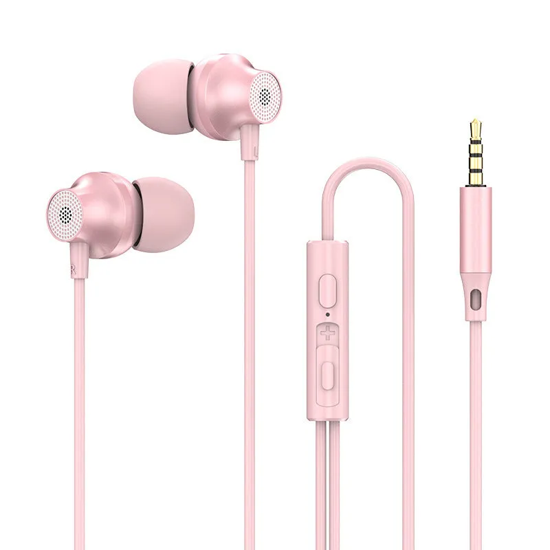 In-ear wired metal earphones with 3.5mm plug and microphone in black