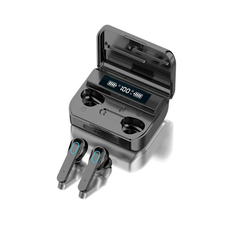 Wireless Bluetooth headset T33 in-ear style with four speakers in black colour
