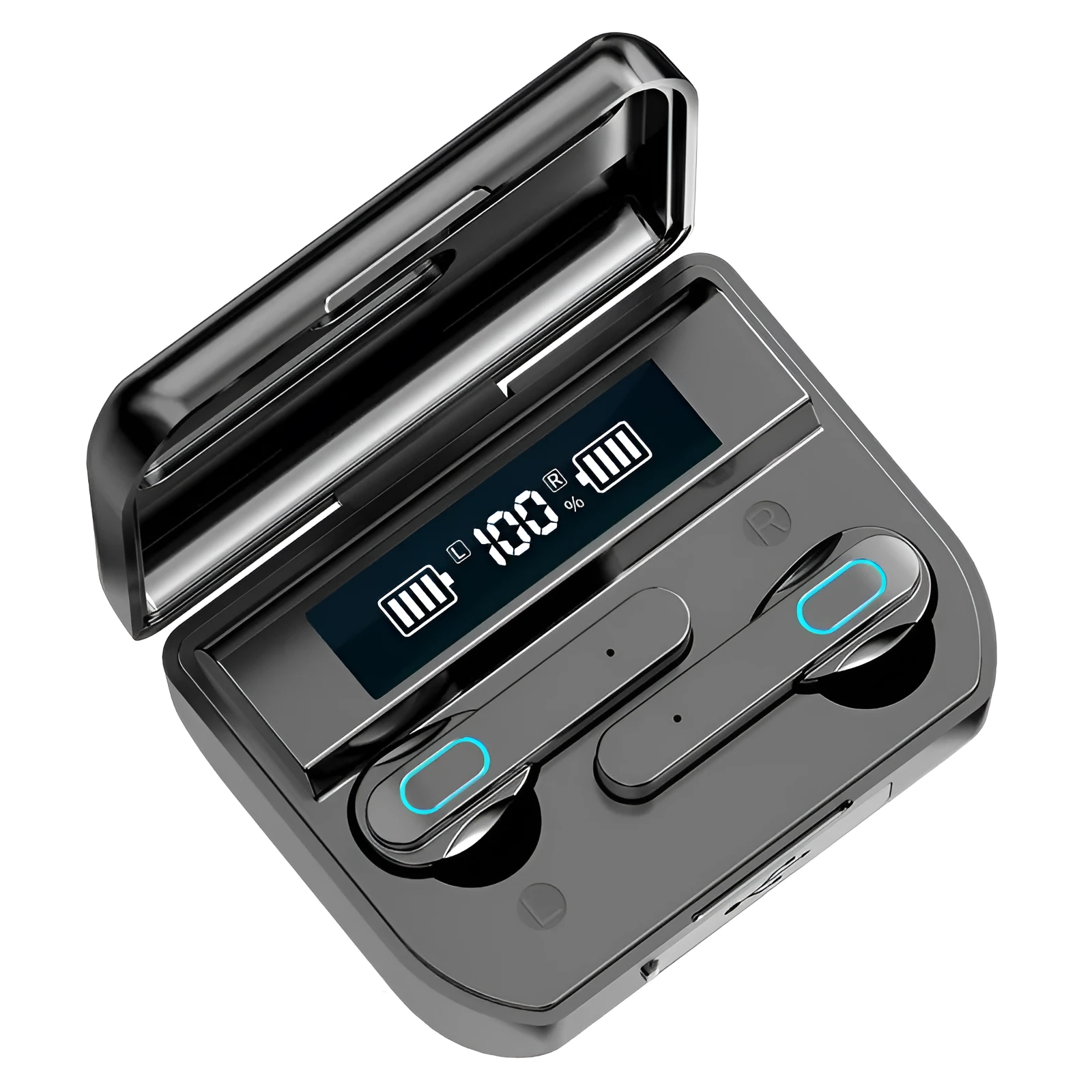 Wireless Bluetooth headset T33 in-ear style with four speakers in black colour