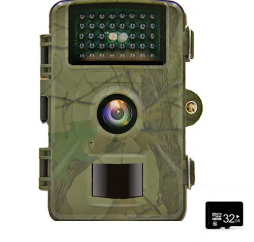 IP66 waterproof trail camera in camouflage with 2.4-inch screen for field monitoring and animal detection