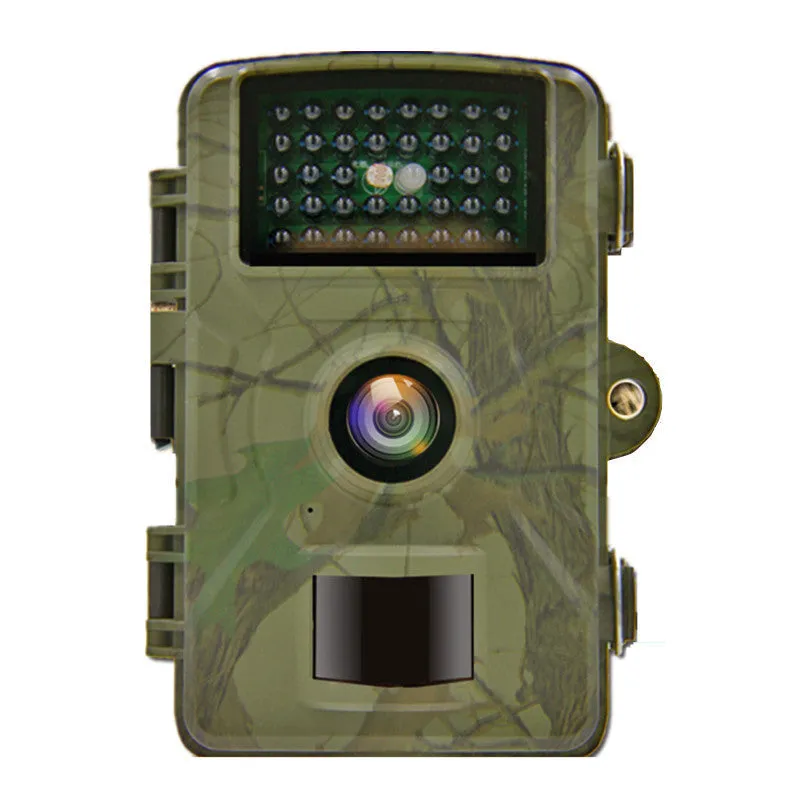 IP66 waterproof trail camera in camouflage with 2.4-inch screen for field monitoring and animal detection