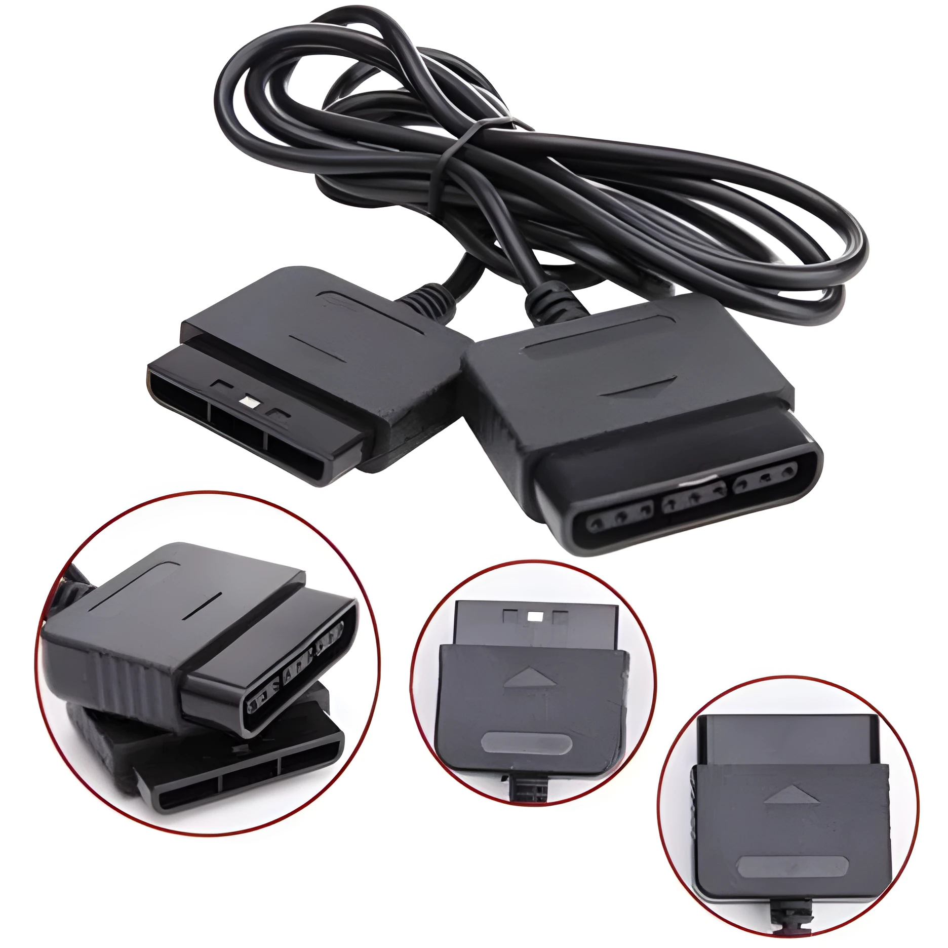 PS2 extension cable black plastic connecting lead for PlayStation 2 controller