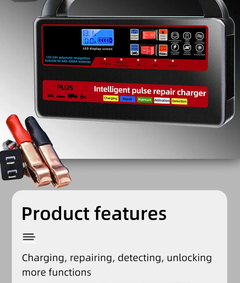 Fully automatic car wagon charger 12V/24V 800g for lead acid batteries W08 standard