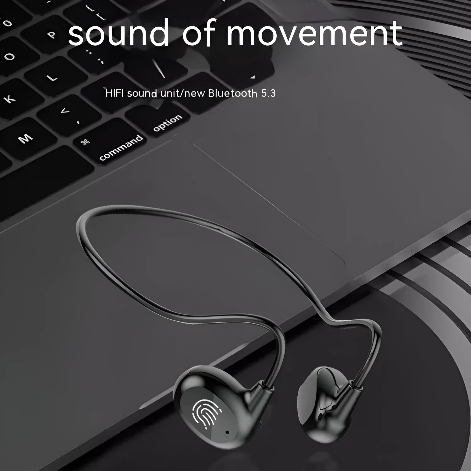 Ear hook OWS Bluetooth headset in black and white with Jerry chip, 15m range, ABS construction