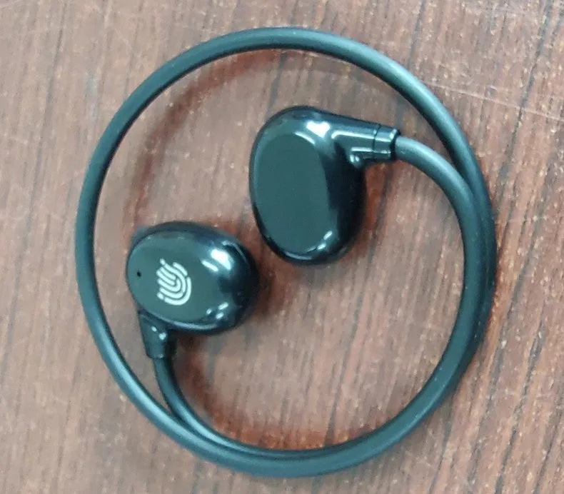 Ear hook OWS Bluetooth headset in black and white with Jerry chip, 15m range, ABS construction