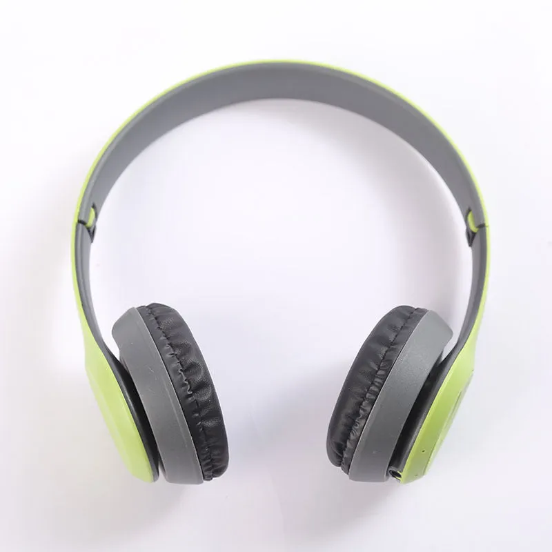 Stereo P47 folding Bluetooth headset in black with over-ear PU ear cups and metal band