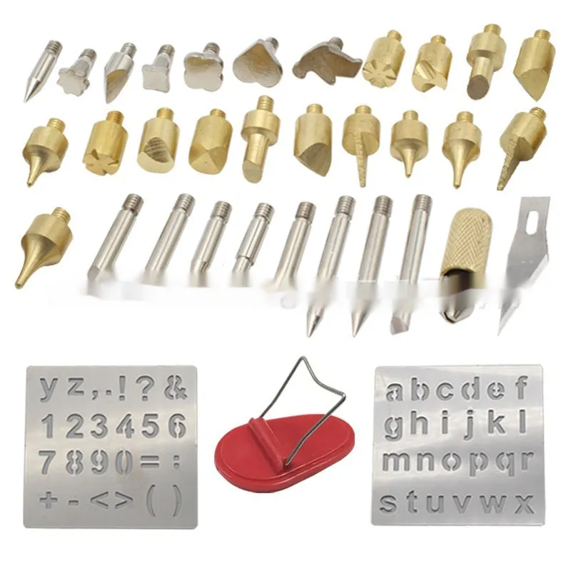 37 in 1 pyrography set with electric pen, 36 nibs, 30W, rubber handle 22cm, mica heating core