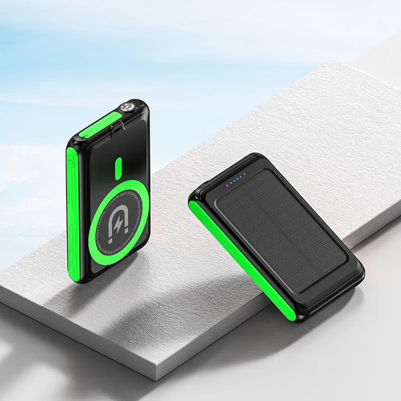 5000mAh magnetic solar charging unit with PVC shell in compact size 107x68x19mm