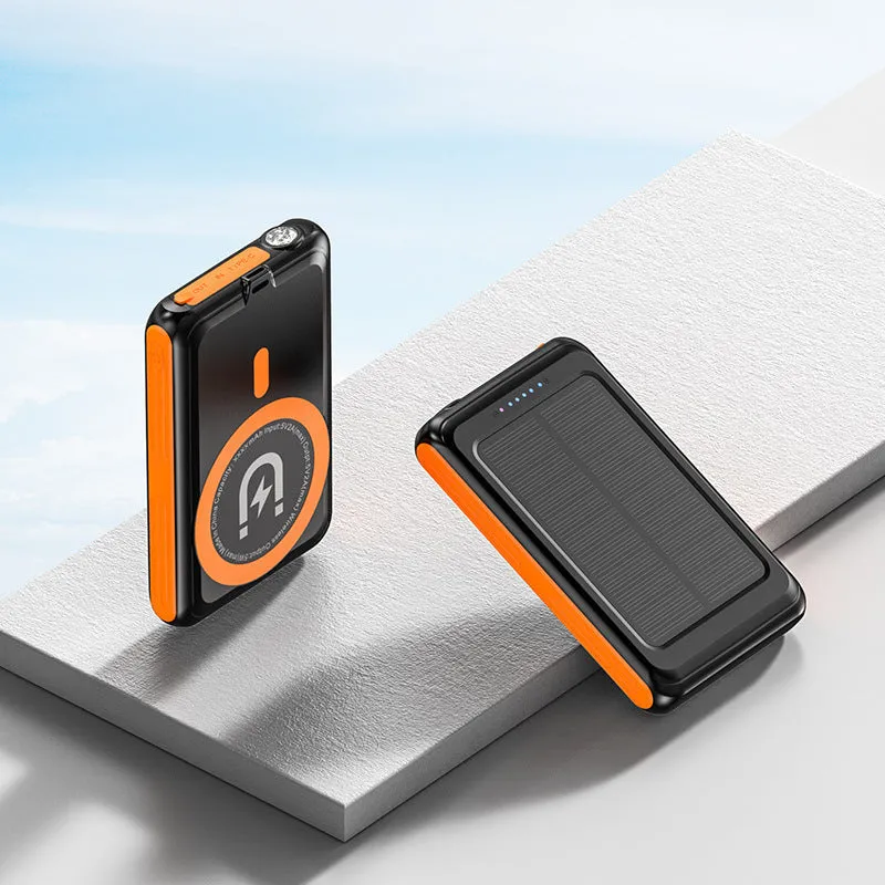 5000mAh magnetic solar charging unit with PVC shell in compact size 107x68x19mm