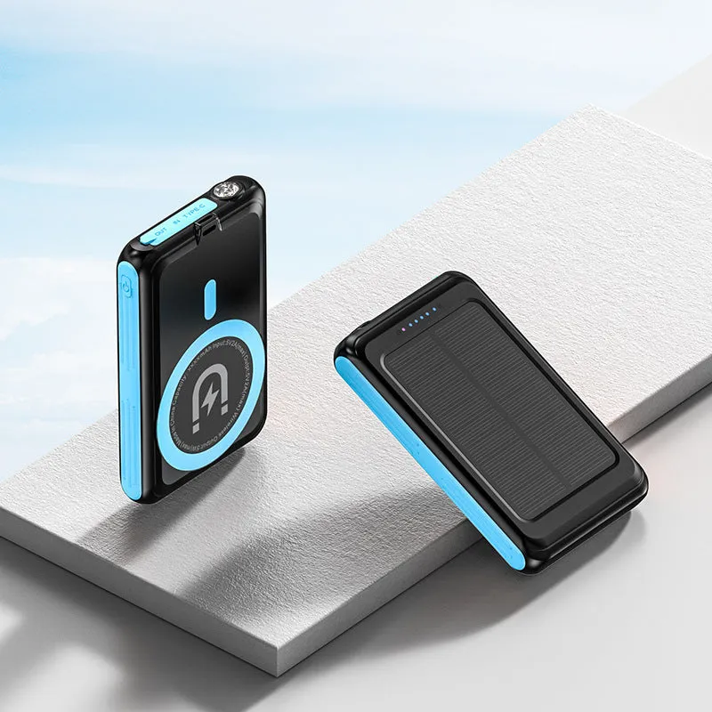 5000mAh magnetic solar charging unit with PVC shell in compact size 107x68x19mm