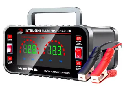 Full-automatic intelligence motorcycle car battery charger black with UK plug for lead acid batteries